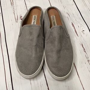 Steve Madden Geena Grey Perforated Slip On Shoes